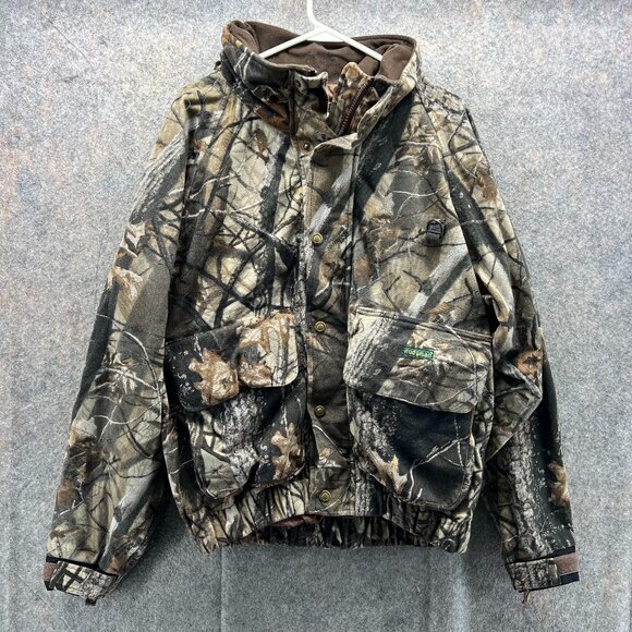 Hodgman Jacket Mens XL Green Brown Camo Real Tree Hunting Max-4 Hoodie Mossy Oak - Picture 1 of 15